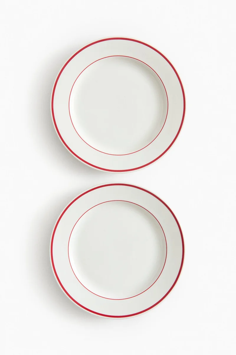 اتش اند ام صحن عشاء من البورسلين - عبوة من قطعتين