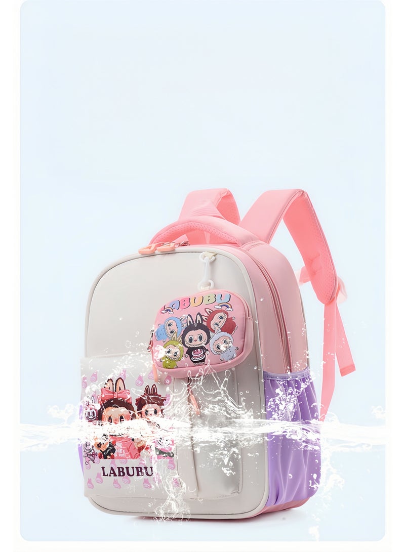 LABUBU Cute Kindergarten School Bag, Rabu School Bag, Cartoon 3-5 Years Old Trendy Children's Backpack, Contrast Color Children's Backpack 33*26*12CM - Image 2