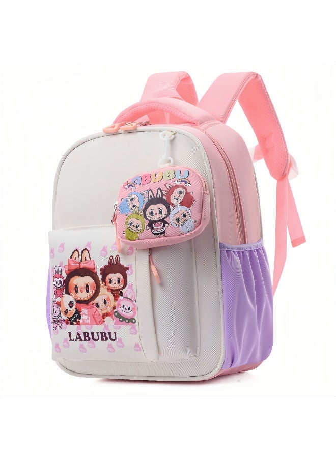 LABUBU Cute Kindergarten School Bag, Rabu School Bag, Cartoon 3-5 Years Old Trendy Children's Backpack, Contrast Color Children's Backpack 33*26*12CM - Image 1