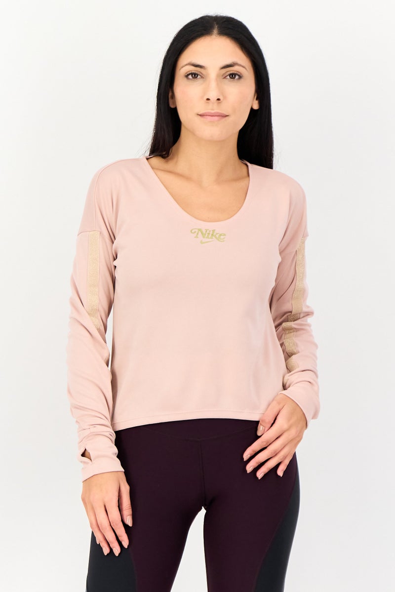 Nike Women Standard Fit Long Sleeve Running Top, Pink - Image 1