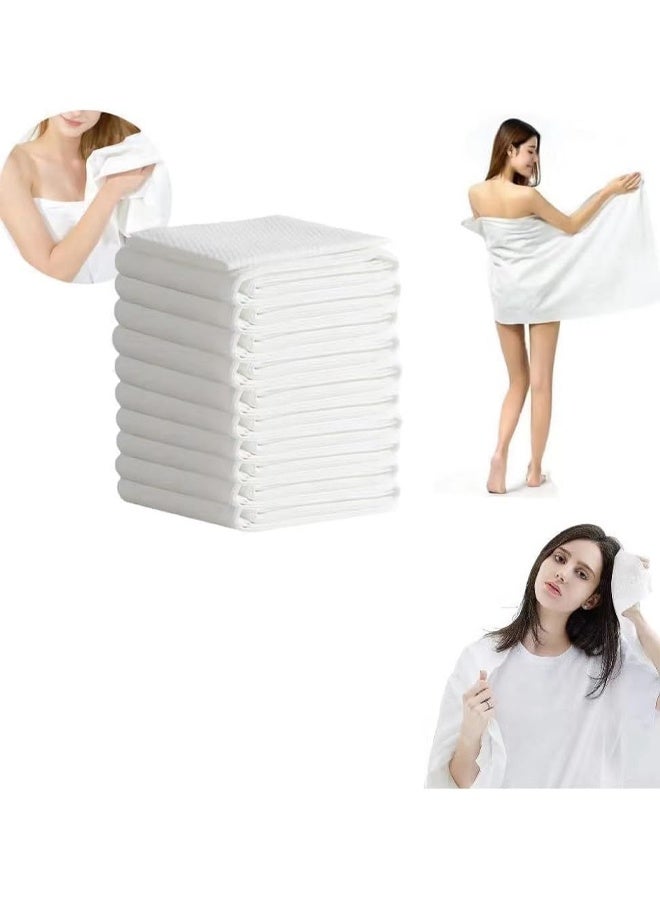 DUNISO 12 Sets of Disposable Bath Towels Sets,Travel Disposable Towels Set，Thicken Cotton Bath Towels,Health and Safety,for Hotel bathroom Beach Swimming Camping,70x140cm + 28x58cm  - Image 1