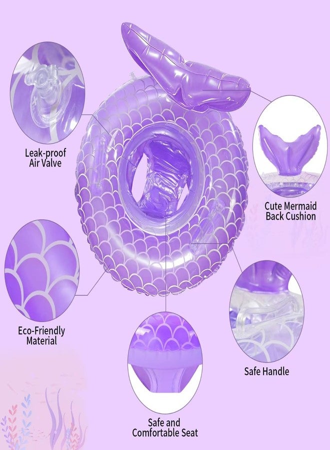 iefoah Baby Pool Float,Mermaid Inflatable Swimming Float Ring with Seat Handle,Infant Pool Floaties for Baby Girls Boys Toddlers Purple - Image 3