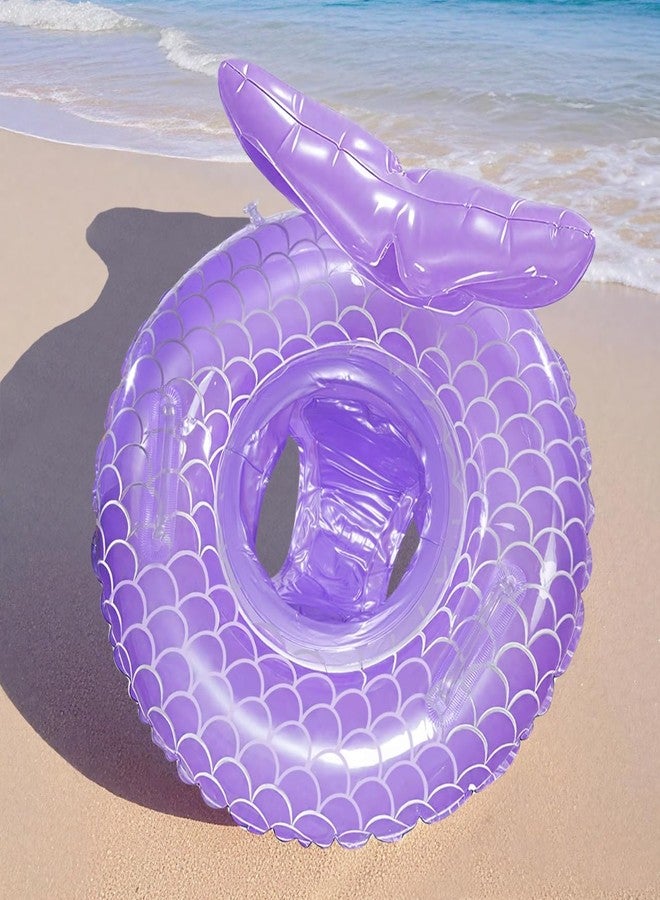 iefoah Baby Pool Float,Mermaid Inflatable Swimming Float Ring with Seat Handle,Infant Pool Floaties for Baby Girls Boys Toddlers Purple - Image 4