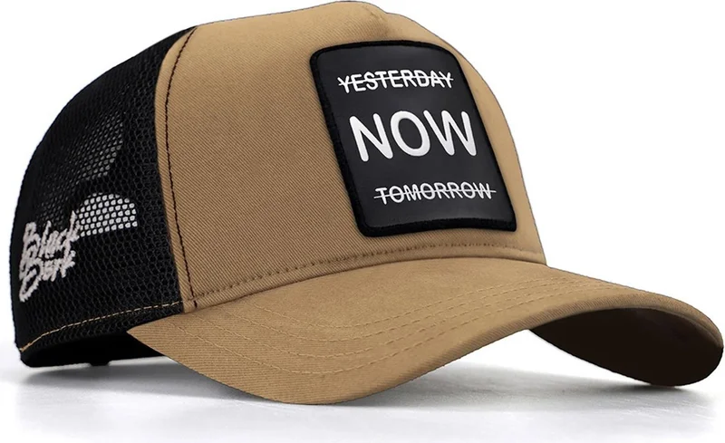 Black Börk Blackbörk V1 Trucker Yesterday Now Tomorrow - Unisex Mink-Black Hat (Cap) with 1 Code Logo