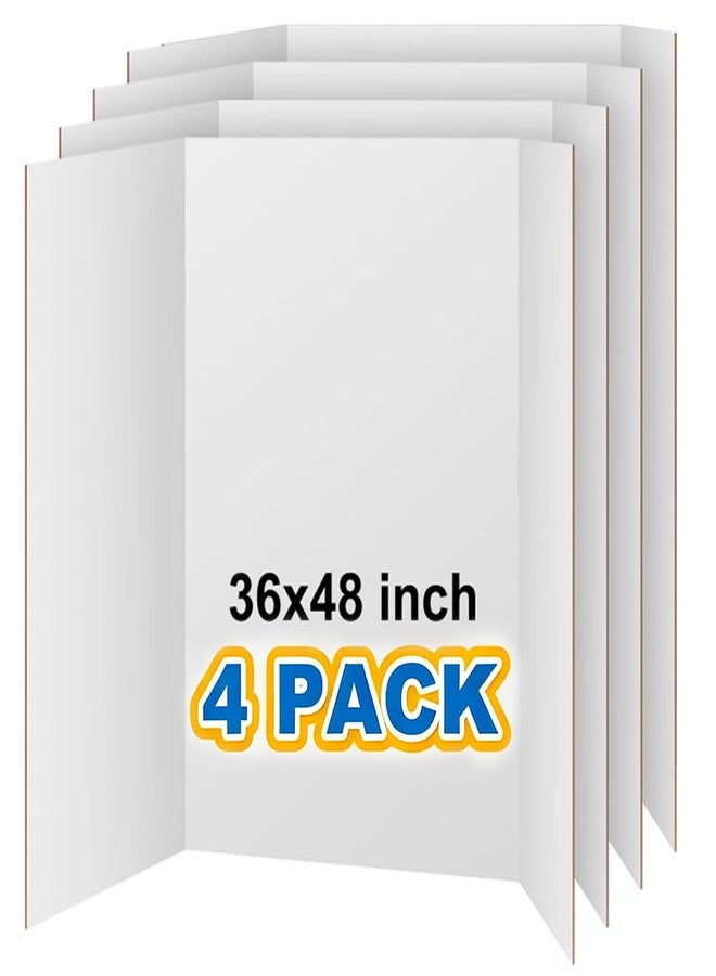 VinTS 36" x 48" Large Trifold Poster Board,4 Pack White Corrugated Foldable Project Boards for Science Fair, School Projects,Photo Displays - Image 1