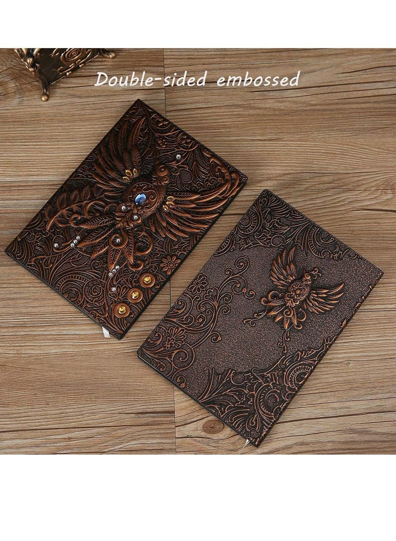 Excefore Vintage Leather Travel Lined Ruled Hardback Diary Embossed Writing A5 Notepad - 200 Pages, Unique Birthday Anniversary Gift  - Image 4