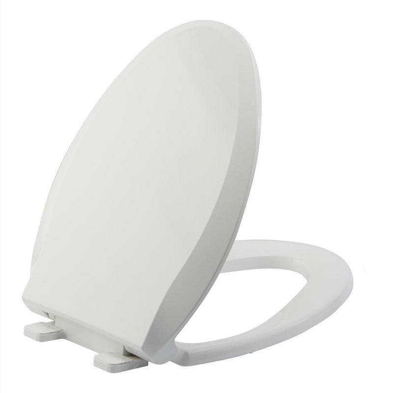 JINGZE Elongated Toilet Seat Slow Close, Quiet Toilet Seat Cover with Never Loosen Durable Toilet Seat Lid Easy to Install & Clean, Polypropylene (PP), White - Image 1