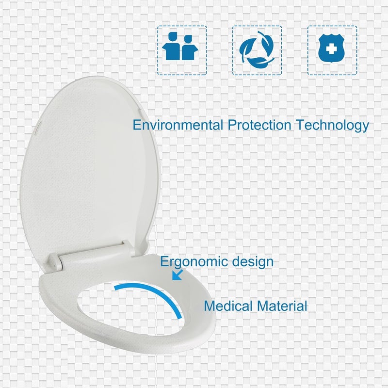 JINGZE Elongated Toilet Seat Slow Close, Quiet Toilet Seat Cover with Never Loosen Durable Toilet Seat Lid Easy to Install & Clean, Polypropylene (PP), White - Image 3
