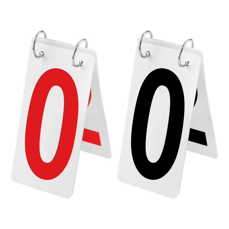 GOGO 2 Sets Tennis Score Keepers 09 Double Sides 25 x 5 Inch Plastic Card Red Black Number - Image 2