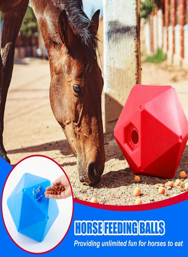 Seenelling كرة تغذية الخيول من سينيلينج، لعبة تغذية كرات الخيول مقاس 9 بوصات ومخففة للتوتر بفتحة 1.13 بوصة للحظيرة، ألعاب إثراء التغذية البطيئة للخيول للعب (عبوة من قطعتين، أحمر وأزرق) - Image 4