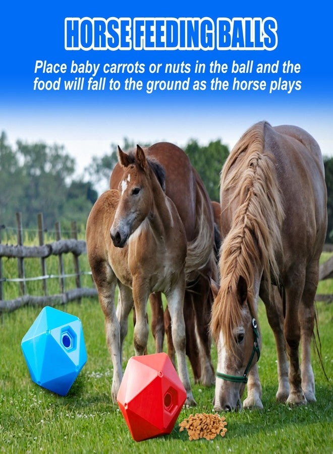 Seenelling كرة تغذية الخيول من سينيلينج، لعبة تغذية كرات الخيول مقاس 9 بوصات ومخففة للتوتر بفتحة 1.13 بوصة للحظيرة، ألعاب إثراء التغذية البطيئة للخيول للعب (عبوة من قطعتين، أحمر وأزرق) - Image 5