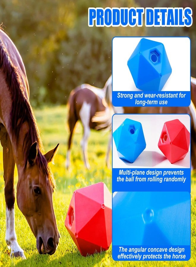 Seenelling كرة تغذية الخيول من سينيلينج، لعبة تغذية كرات الخيول مقاس 9 بوصات ومخففة للتوتر بفتحة 1.13 بوصة للحظيرة، ألعاب إثراء التغذية البطيئة للخيول للعب (عبوة من قطعتين، أحمر وأزرق) - Image 3