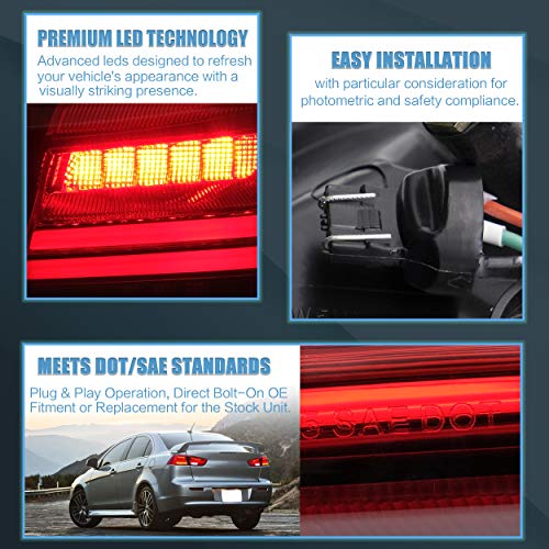 VLAND Tail lights Assembly Fit for Mitsubishi Lancer EVO X 2008-2020 with Sequential Turn Signal, Not Fit for Lancer Fortis/io, Red - Image 5
