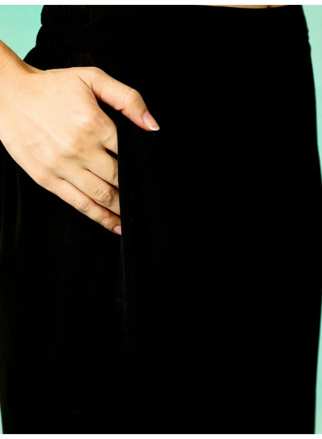 AKS Black Sequence Embroidered Georgette Kurta & Palazzo