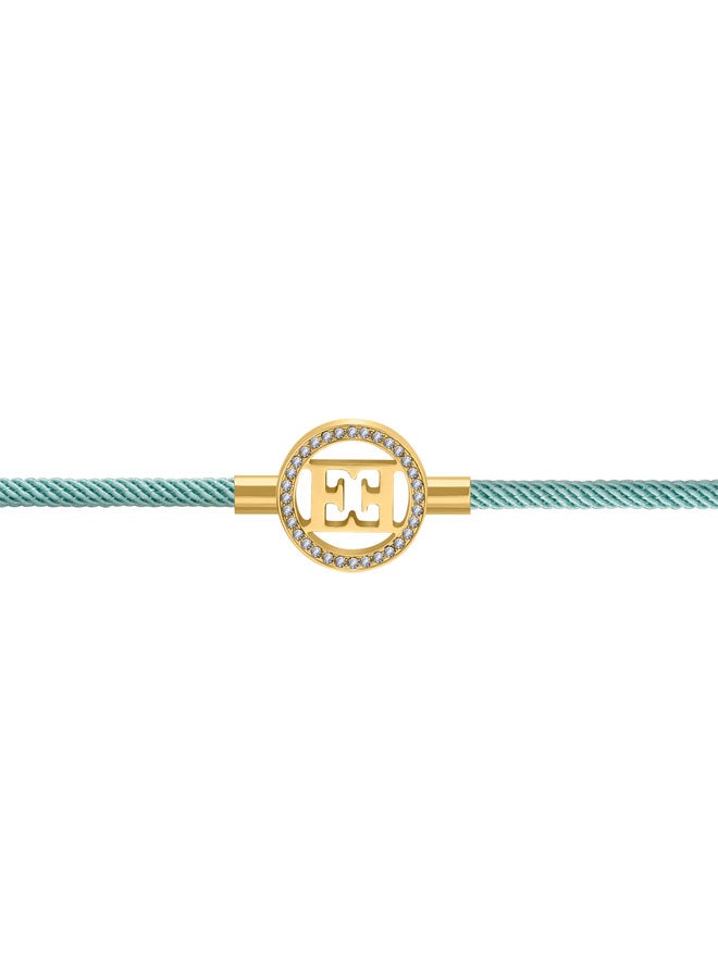 ESCADA Isabella Light Blue Silk Cord Bracelet with Gold Plated Logo Charm - Image 2