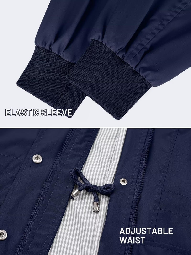 PITINAN Womens Rain Coats with Hood Womens Rain Jacket Lightweight Windbreaker Raincoat Waterproof Rain Jacket For Women Navy M - Image 5