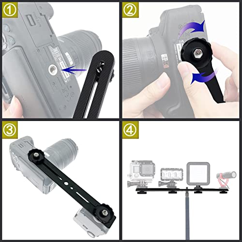 Zeetain 30cm Dual Speedlite Mount Tripod Bracket Flash Extension Bar, 10" Dual Bracket for Camera, LED Video Light, DSLR, Flash Light - Image 5