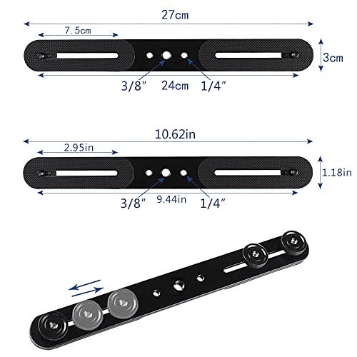 Zeetain 30cm Dual Speedlite Mount Tripod Bracket Flash Extension Bar, 10" Dual Bracket for Camera, LED Video Light, DSLR, Flash Light - Image 3