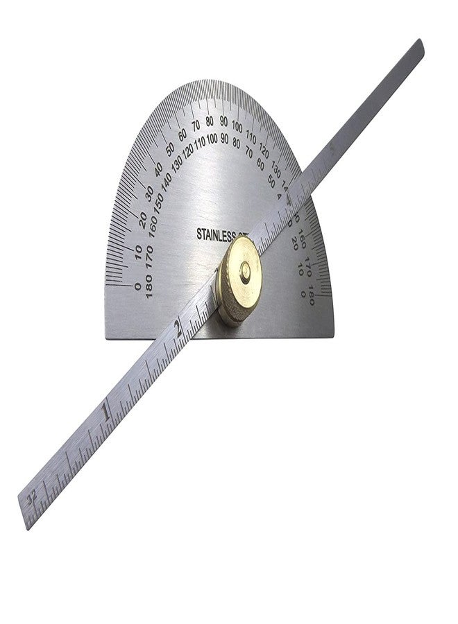 AI Tools 6" Inch Depth Gauge Protractor Round Stainless Steel Brass Knob - Image 4