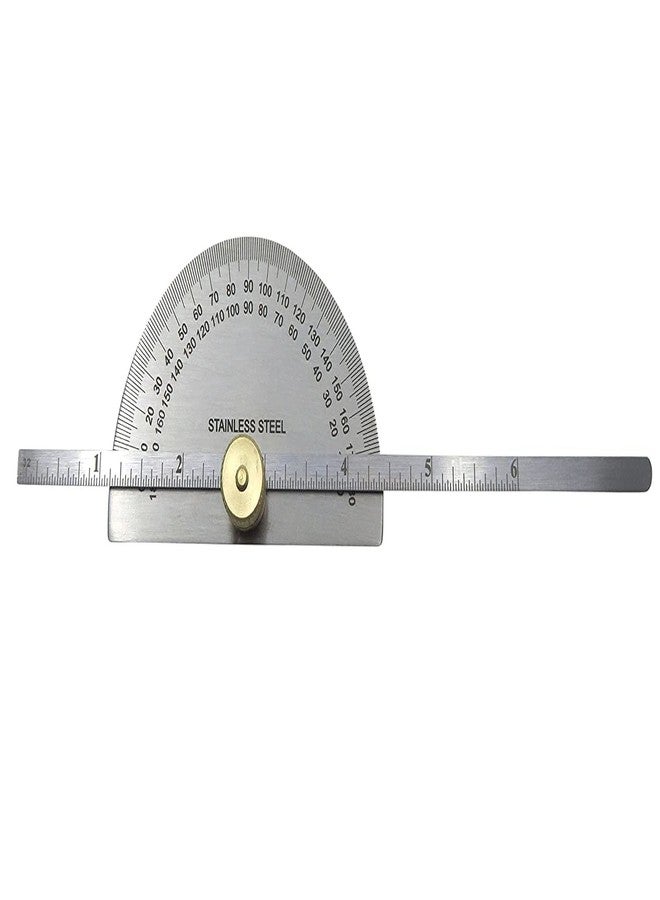 AI Tools 6" Inch Depth Gauge Protractor Round Stainless Steel Brass Knob - Image 2