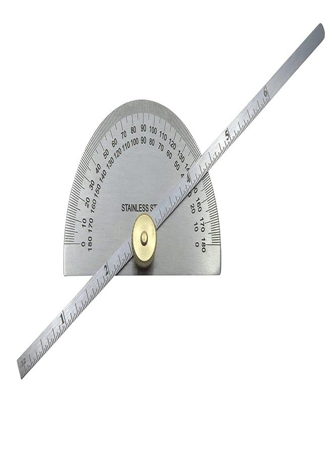 AI Tools 6" Inch Depth Gauge Protractor Round Stainless Steel Brass Knob - Image 1
