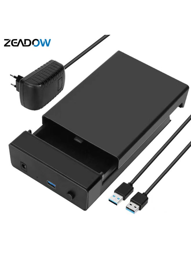 3.5-inch Plastic Screw-free USB 3.0 SATA Desktop Serial Hard Disk Box Supports 16TB External Power Supply-Color:USB 3.0 British Standard - Image 1