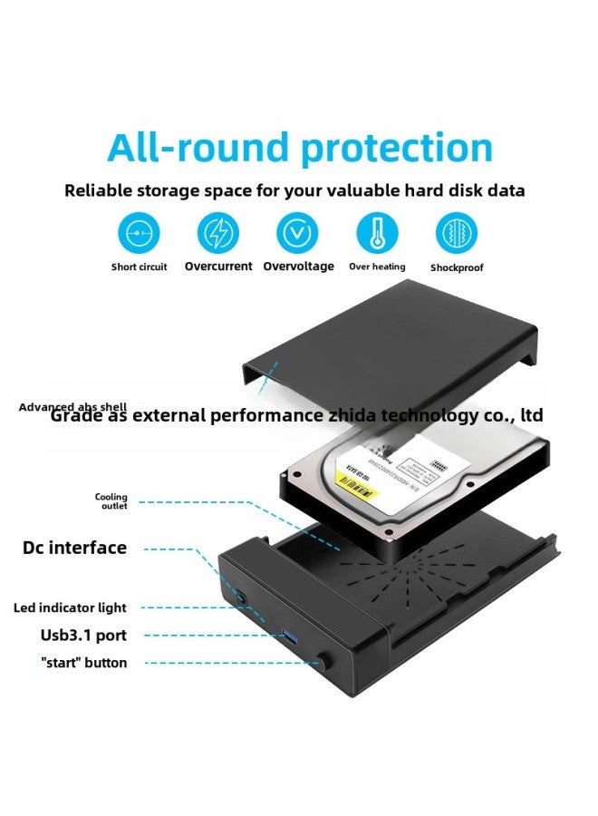 3.5-inch Plastic Screw-free USB 3.0 SATA Desktop Serial Hard Disk Box Supports 16TB External Power Supply-Color:USB 3.0 British Standard - Image 2