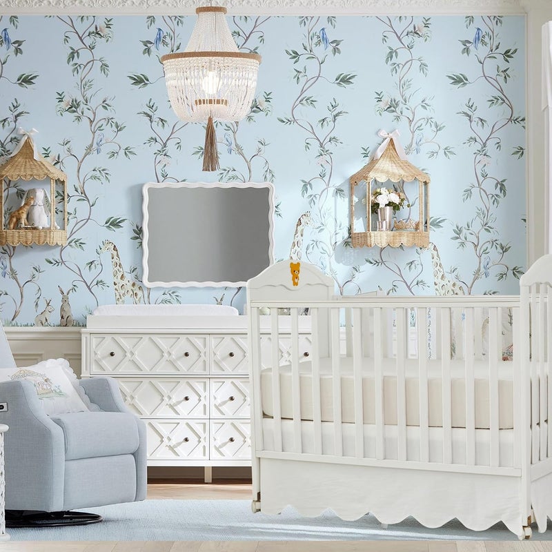 Brandream Scallop Edge Organic Cotton Crib Skirt, Baby Boy, Baby Girl, Gender Neutral Crib Skirt Toddler Bedskirt Farmhouse Chic Nursery Crib Bed Skirt, Boho Bohemian Solid Cream White Skirt - Image 2
