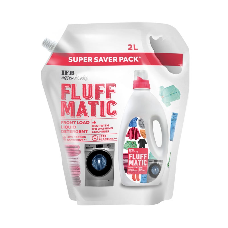 IFB Essentials Fluff Matic Front Load Liquid Detergent Refill Pack 2L | Super Saver Pack | More Washes | Removes Tough Stains | Long-Lasting Fragrance | Eco-Friendly, Gentle Care - Image 5
