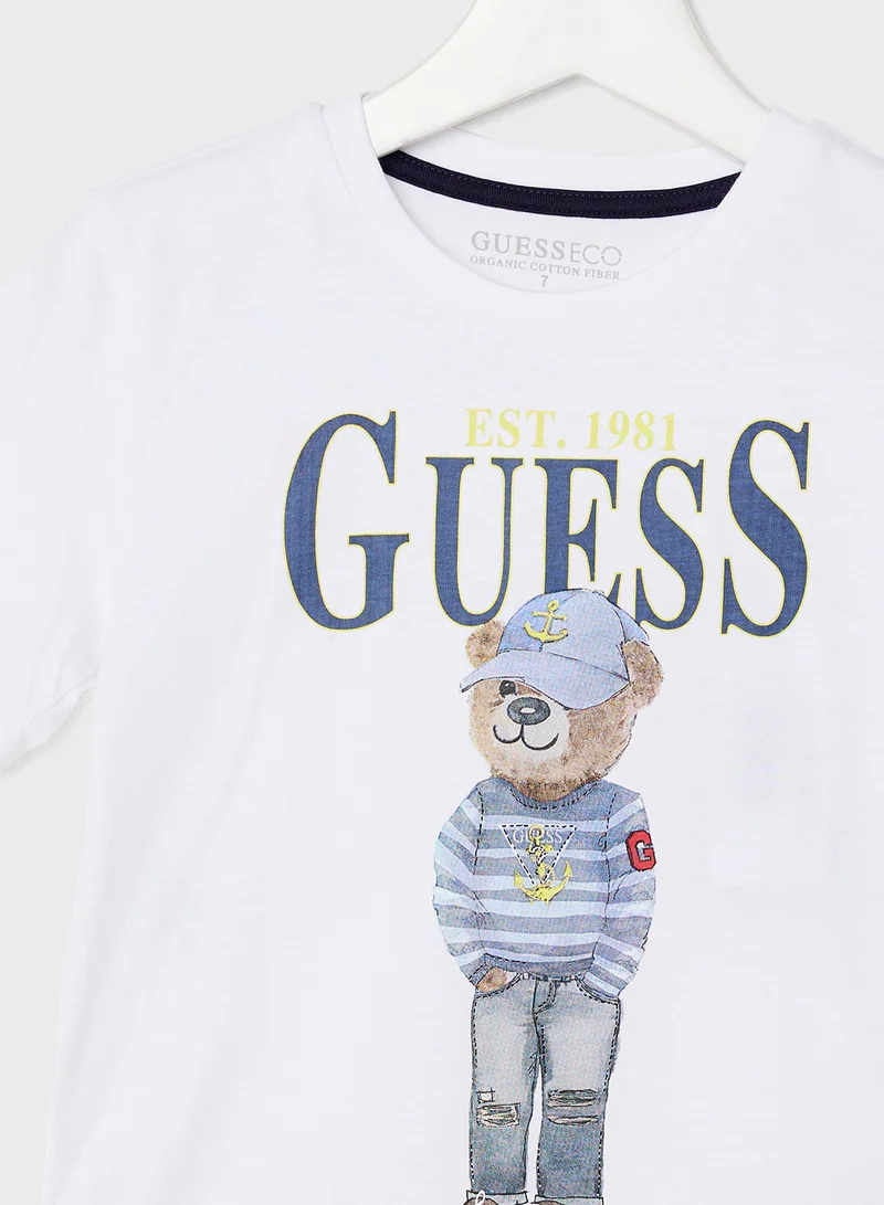 GUESS Kids Logo Crew Neck T-Shirt
