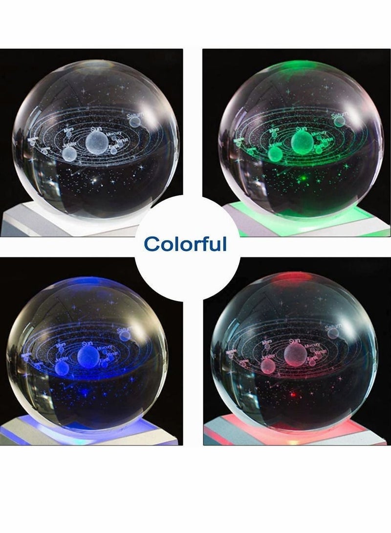 NIBEMINENT 3D Solar System Model Crystal Ball 80mm 3.15" Engraved Hologram with Light Up Base Planet Science Astronomy Learning Toys Educational Gift for Kids - Image 3