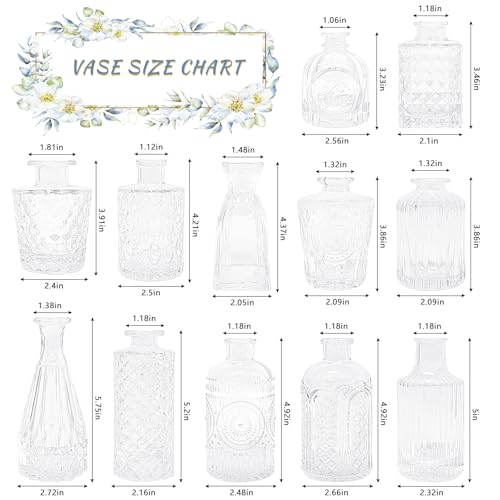 SUPMIND 12pcs Glass Bud Vase Set, Small Clear Flower Vases for Centerpieces in Bulk, Mini Vintage Vase for Wedding, Home,Table Decoration - Image 3