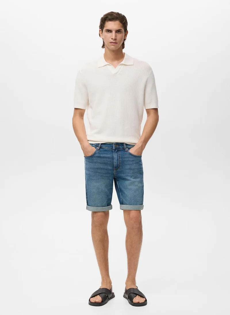 Mango Man Slim-Fit Denim Bermuda Shorts