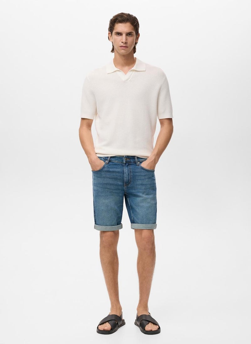 Mango Man Slim-Fit Denim Bermuda Shorts  - Image 4