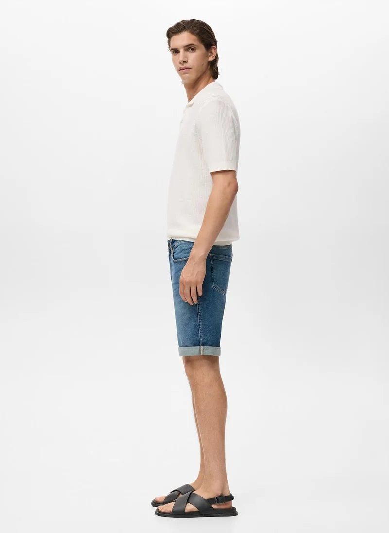 Mango Man Slim-Fit Denim Bermuda Shorts