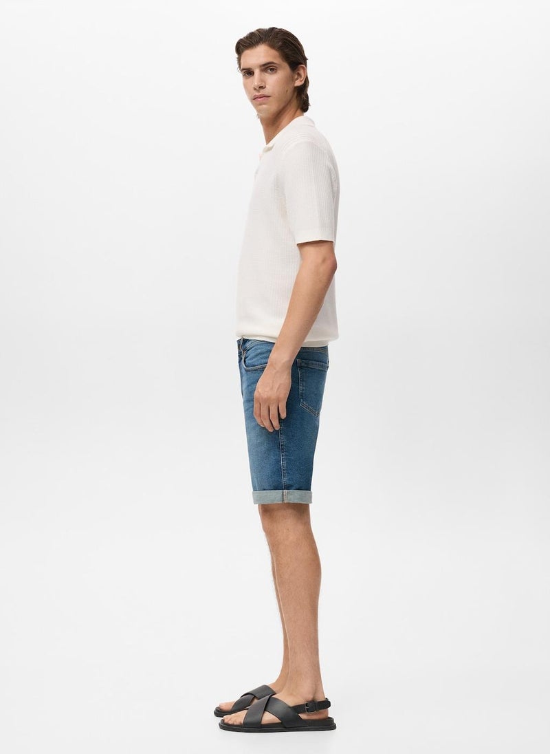 Mango Man Slim-Fit Denim Bermuda Shorts  - Image 3