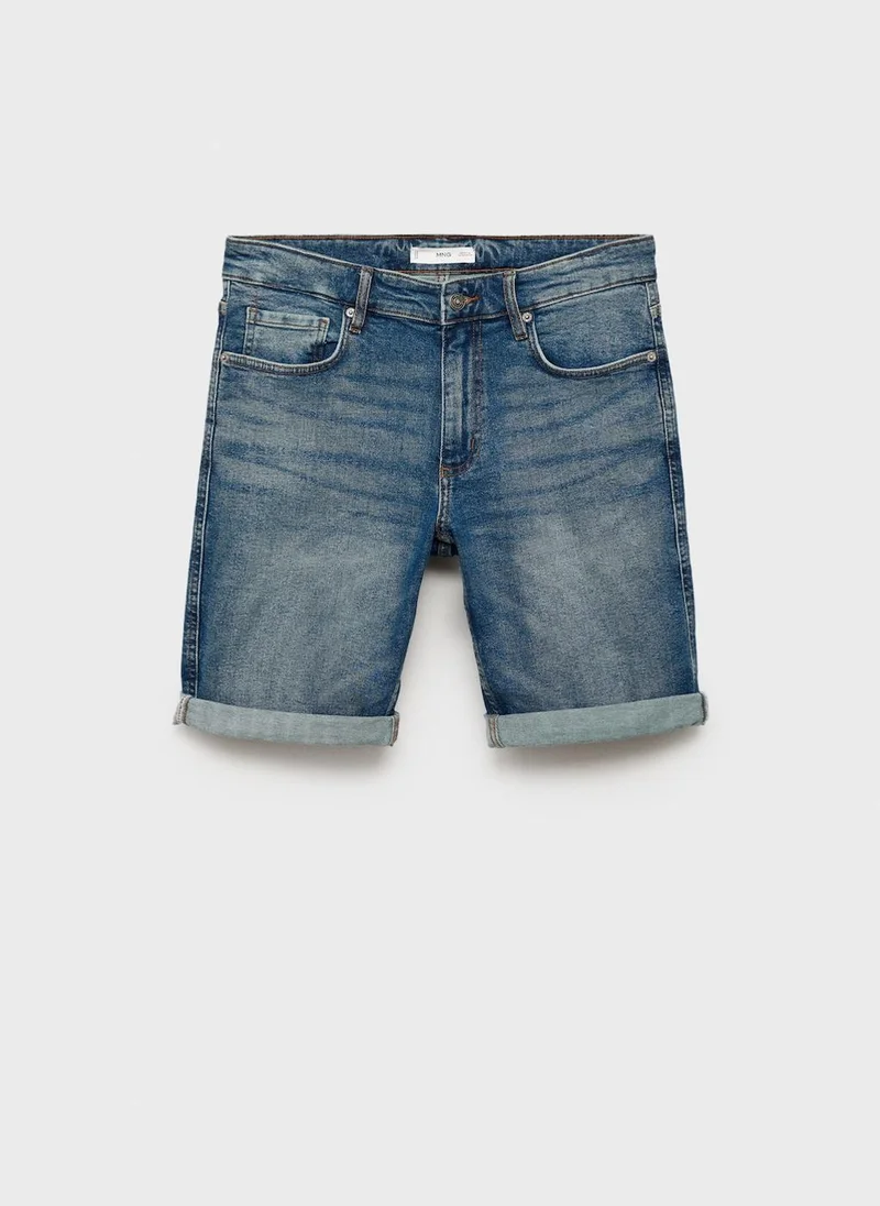 Mango Man Slim-Fit Denim Bermuda Shorts