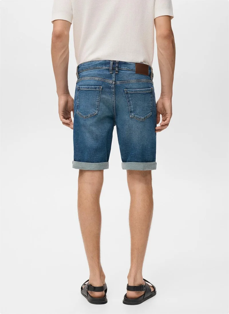 Mango Man Slim-Fit Denim Bermuda Shorts