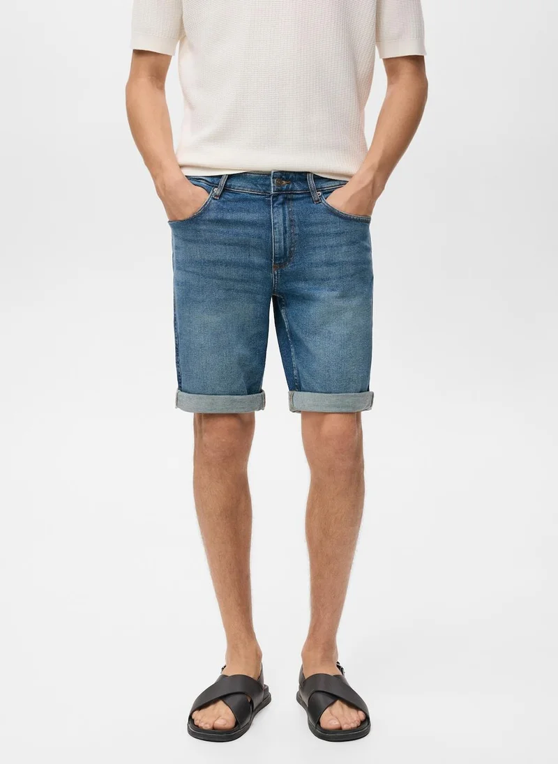 Mango Man Slim-Fit Denim Bermuda Shorts