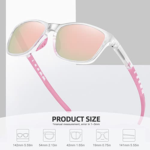 MEETSUN Polarized Sports Sunglasses for Women Men Driving Running Cycling Fishing Sun Glasses UV400 Protection Transparent Frame-Pink Mirror Lens - Image 4