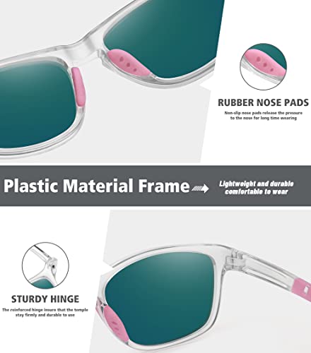 MEETSUN Polarized Sports Sunglasses for Women Men Driving Running Cycling Fishing Sun Glasses UV400 Protection Transparent Frame-Pink Mirror Lens - Image 5
