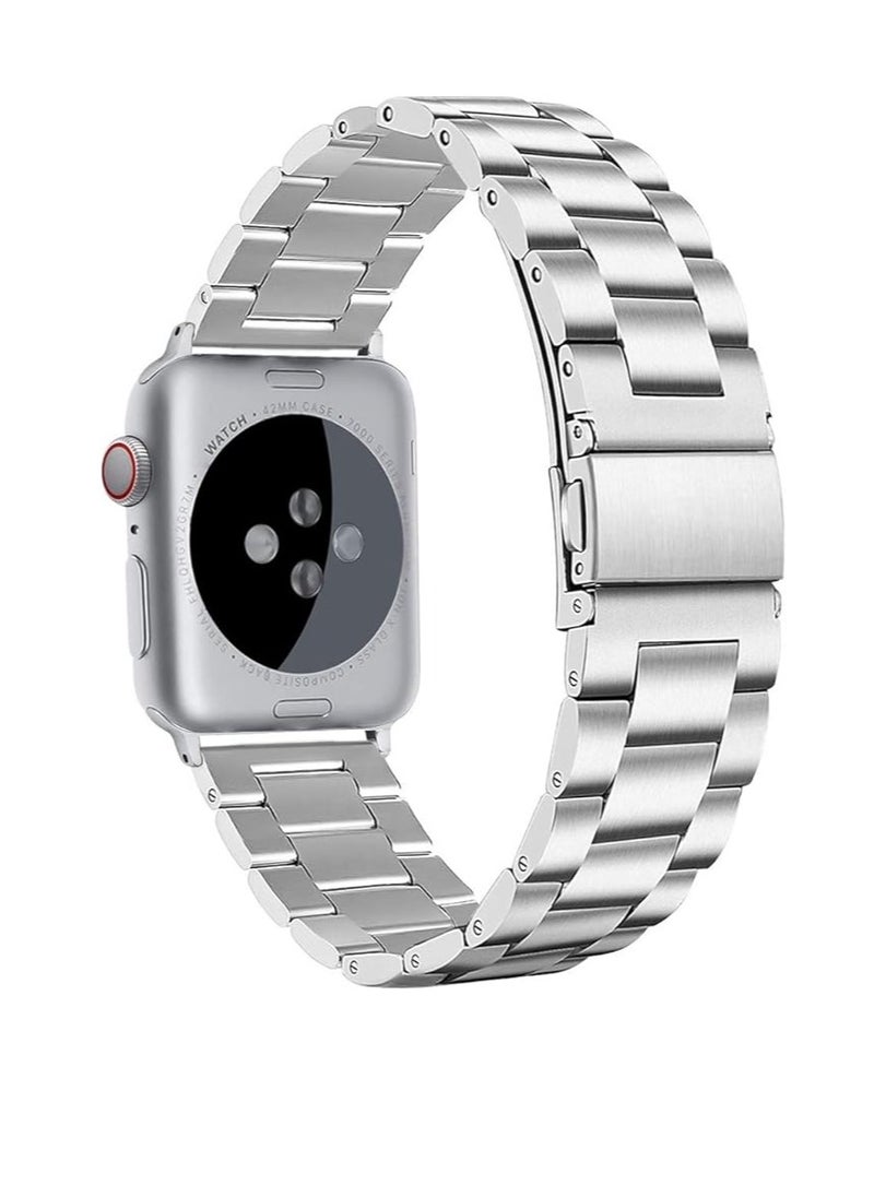 Generic - Watch Strap for Apple Watch 41mm 40mm 38mm, Compatible with iwatch Strap Series 8/7/6/SE/5/4/3/2/1, Stainless Steel Replacement Sport Band Metal Adjustable Wristband Belt - Image 1