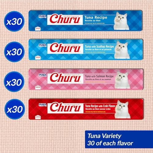 INABA Churu Cat Treats, Lickable, Squeezable Creamy Purée with Vitamin E, 0.5 Ounces per Tube, 120 Tubes Total, Tuna Variety - Image 3