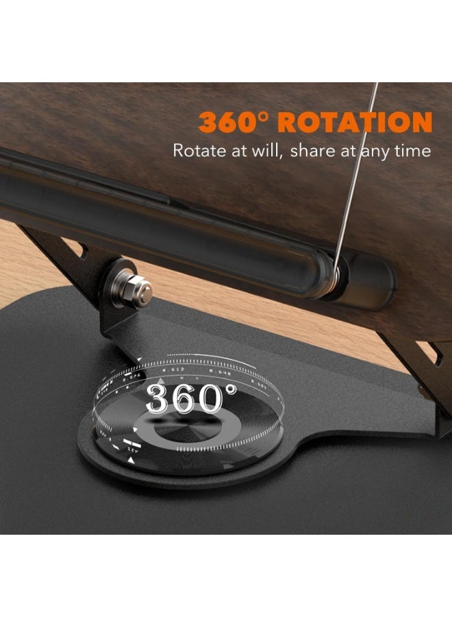 حامل كتب للقراءة، حامل كتب قابل للتعديل بقاعدة دوارة 360 درجة، حامل كتب طبخ قابل للطي، حامل كتب وصفات مع مشابك صفحات مرنة للنوتات الموسيقية، وصفات الطبخ، الكمبيوتر اللوحي، الكمبيوتر المحمول - Image 3