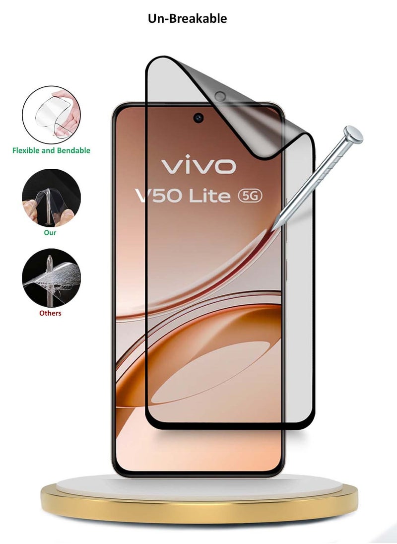 vivo V50 Lite 4G 2025 Premium Nano Ceramic Full Glue Full Cover Matte Flexible Screen Protector (MSCNMN) - Clear/Black