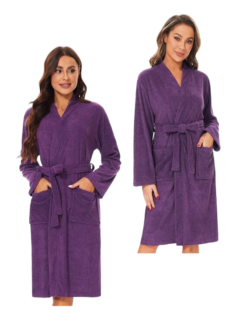 Blueberry 2 Pieces Purple Colour Plush And Absorbent Unisex  Bathrobe XL Size - Image 1