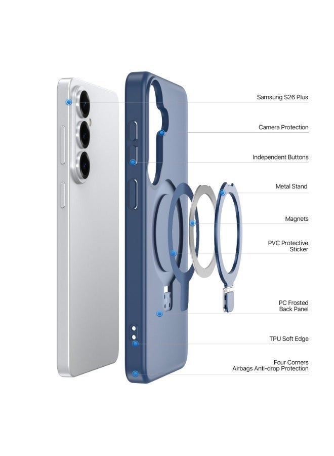DUX DUCIS Samsung Galaxy S26 Plus 5G DUX DUCIS Yind Series Mag Series MagSafe Ring Holder Frosted Phone Case - Dark Blue - Image 3