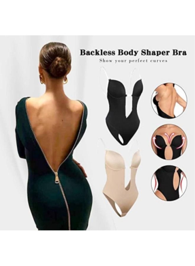 Strapless Backless Bras for Women Bodysuit,Seamless U Plunge Shapewear,White  - Image 2