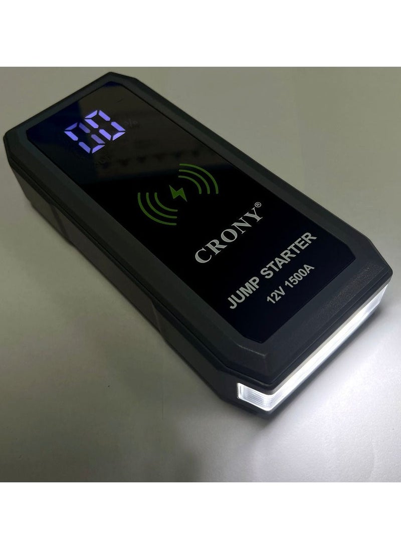 Crony - S606+Air Super Jumper Starter 12V Auto Car Starter Battery Portable Jump Starter Power Station with wireless charging function - Image 1