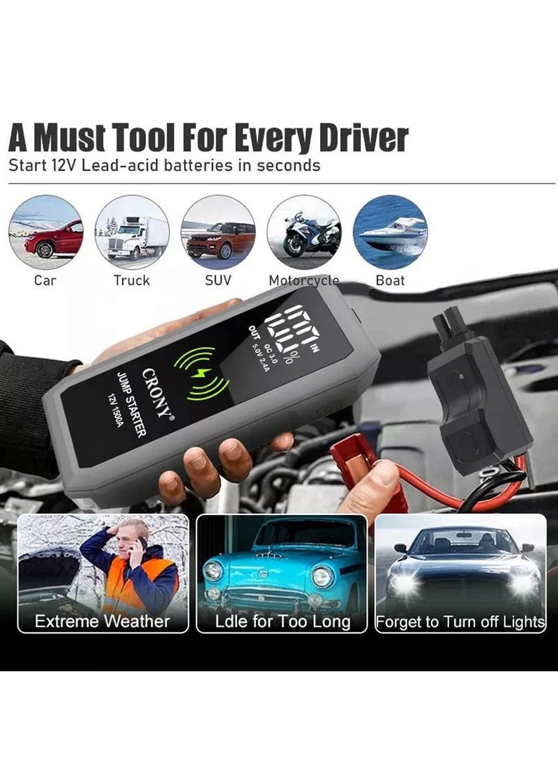 Crony - S606+Air Super Jumper Starter 12V Auto Car Starter Battery Portable Jump Starter Power Station with wireless charging function - Image 1
